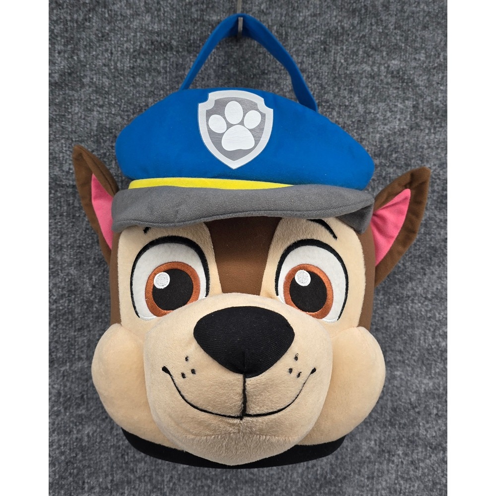 Paw Patrol Chase Plush Halloween Treat Bucket Little Kids Large Brown Blue 17"